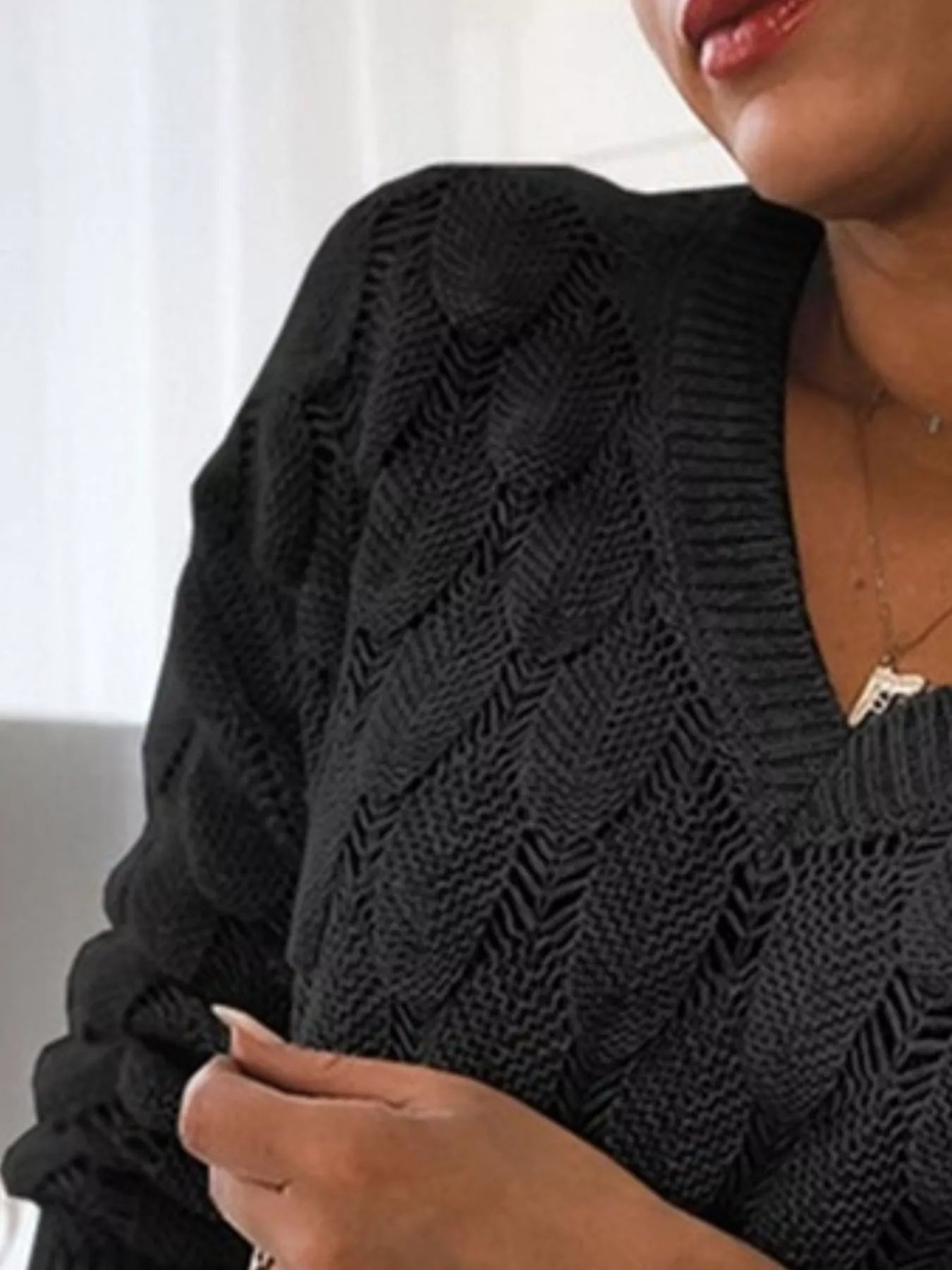 V - Neck Knitted Sweater - PBNJ FASHIONS