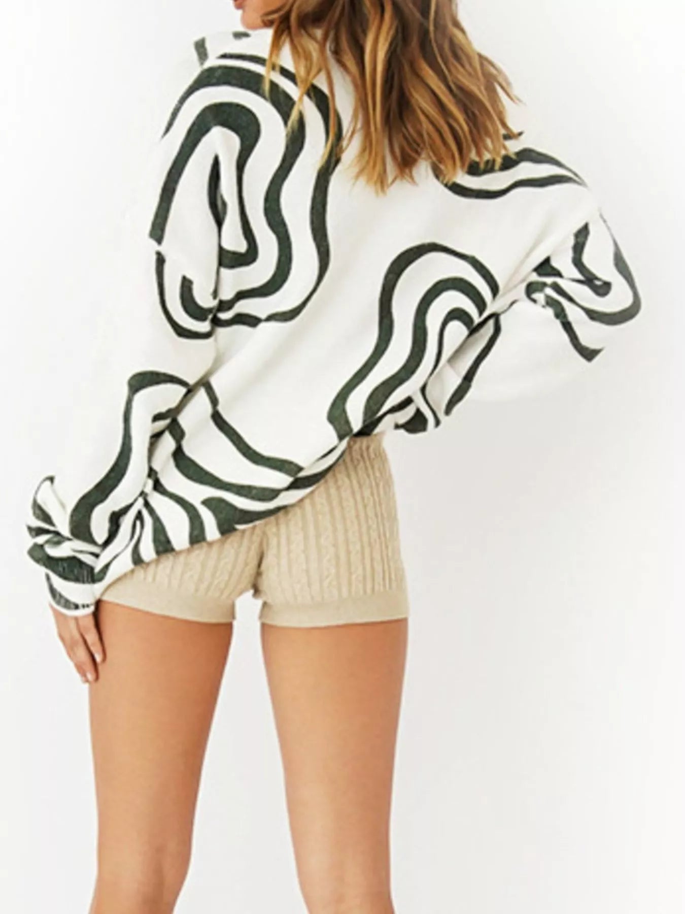 Wave Pattern Oversized Sweater - PBNJ FASHIONS