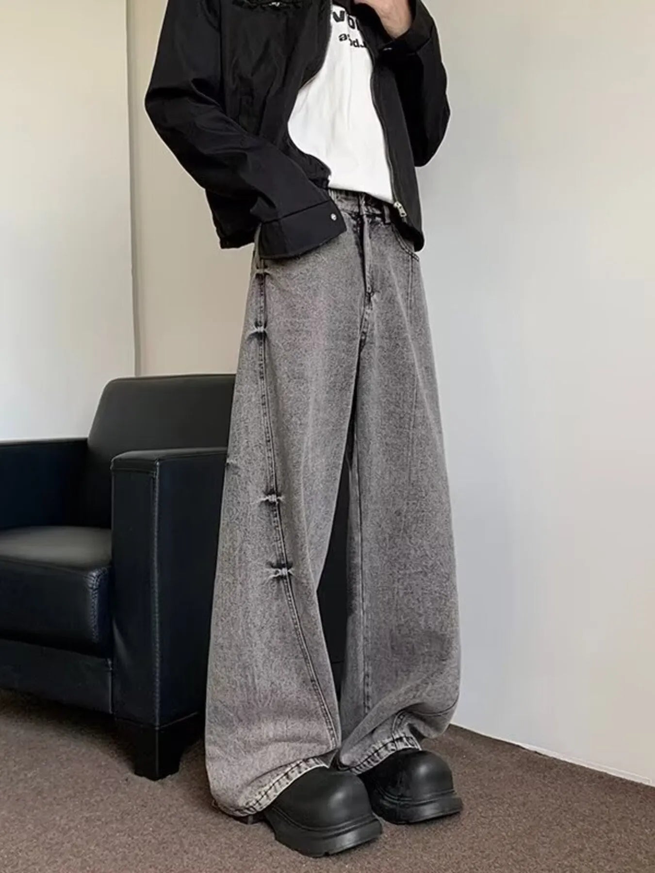 Men's Full Size Wash Wide Leg Jeans Plus Size - PBNJ FASHIONS