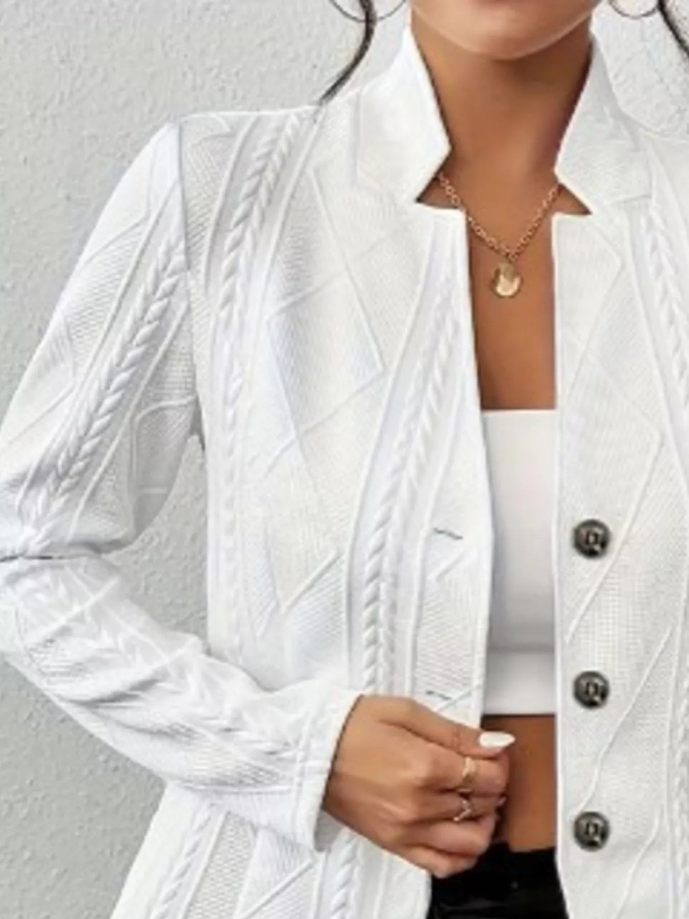 Textured Knit Button - Front Blazer - PBNJ FASHIONS