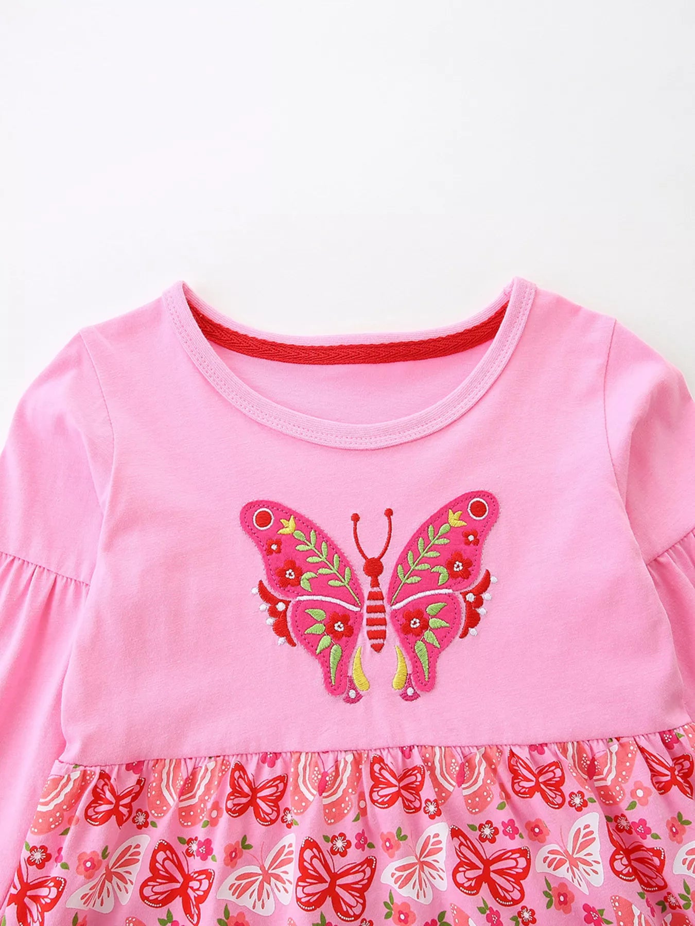 Children's Butterfly Long Sleeve Casual Dress - PBNJ FASHIONS