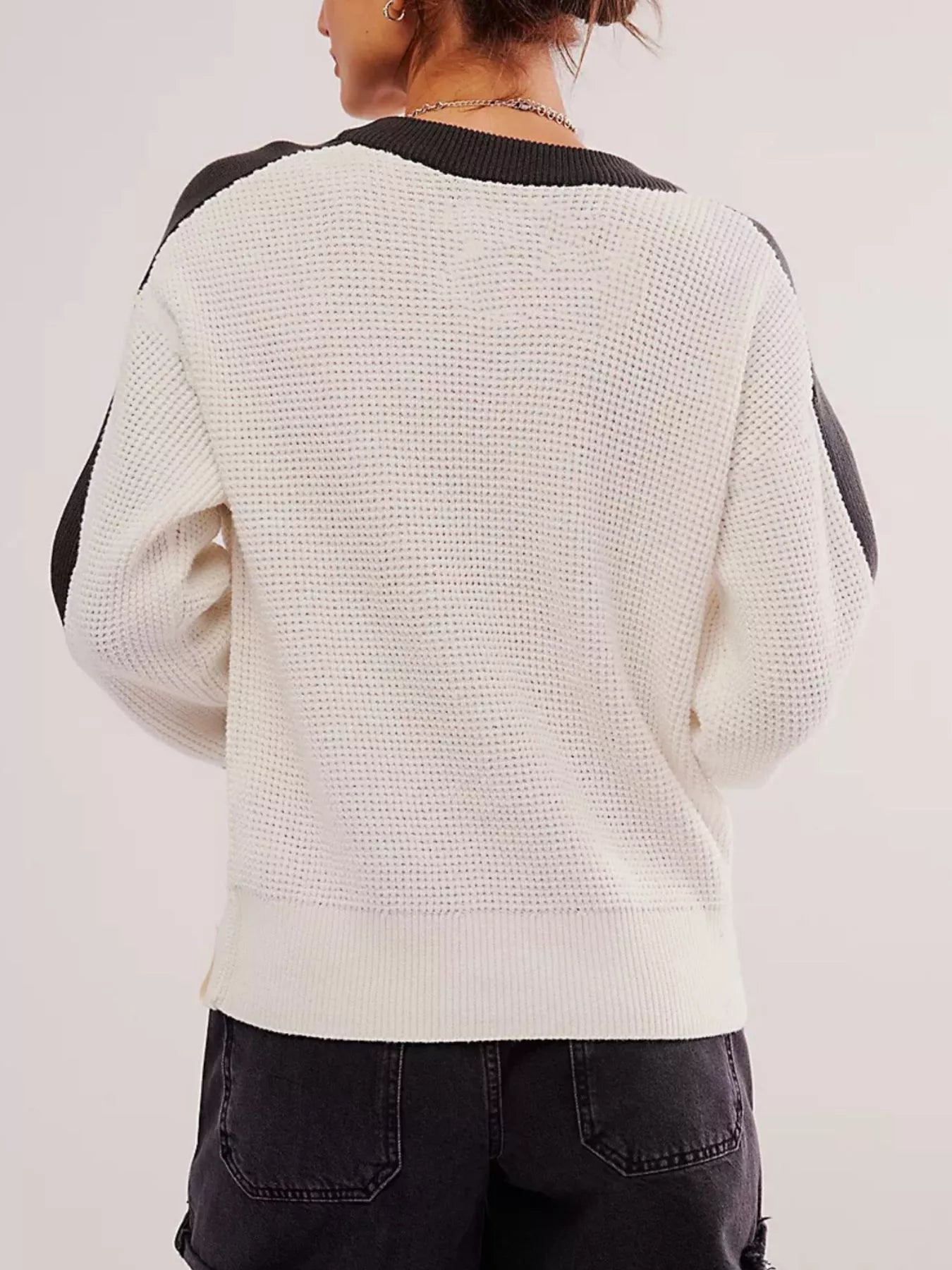 Color Block Waffle Knit Sweater - PBNJ FASHIONS