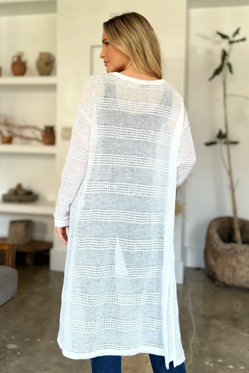 Double Take Full Size Open Front Longline Cardigan - PBNJ FASHIONS