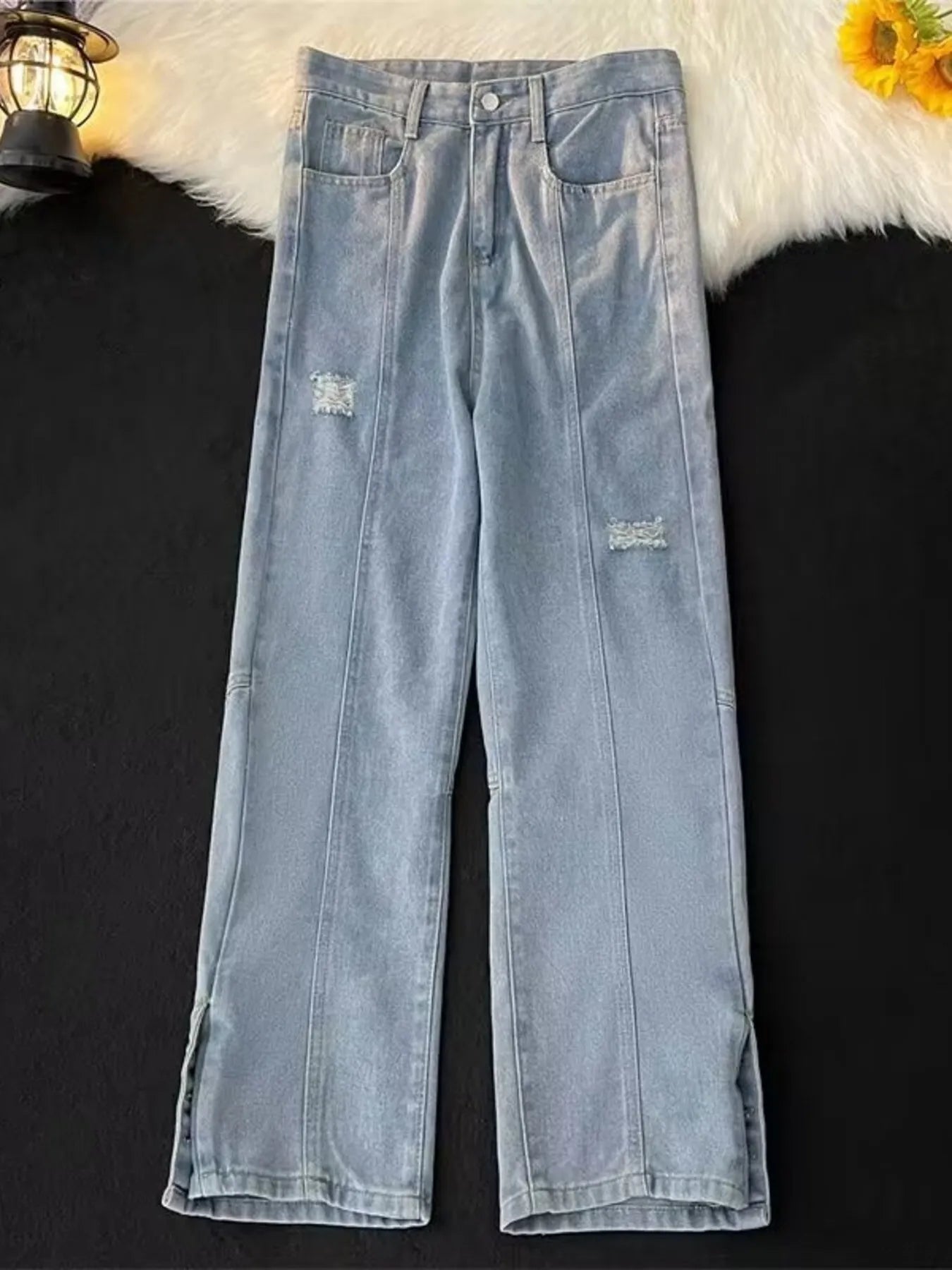 Men's Full Size Distressed Wide Leg Jeans Plus Size - PBNJ FASHIONS