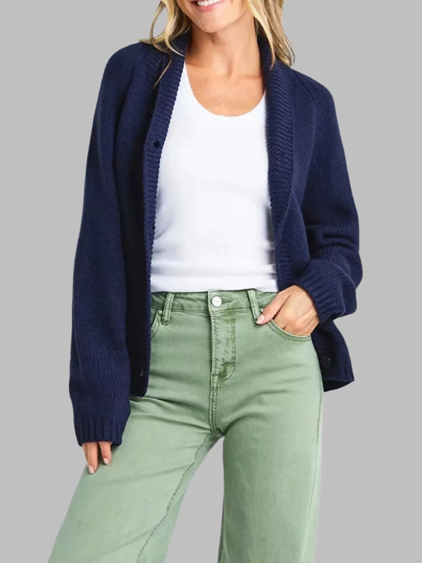 USA Flag Chunky Knit Button - Down Cardigan - PBNJ FASHIONS