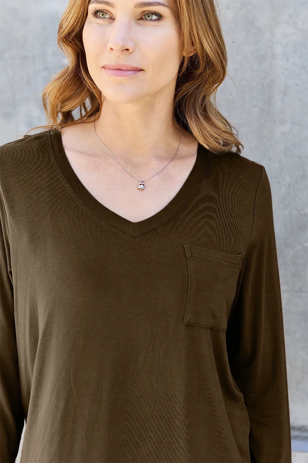 Basic Bae Full Size V - Neck Long Sleeve Top - PBNJ FASHIONS