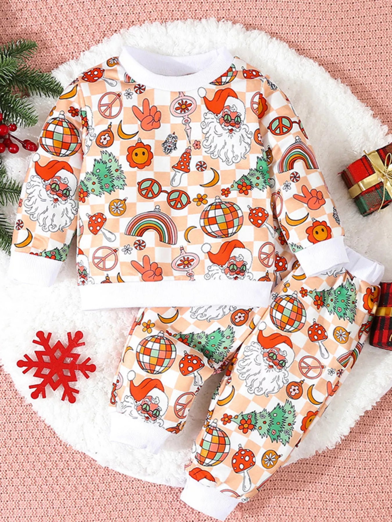 Children's Christmas Santa Print Long Sleeve Set - PBNJ FASHIONS