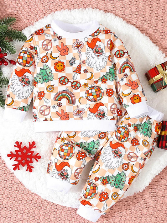 Children's Christmas Santa Print Long Sleeve Set - PBNJ FASHIONS