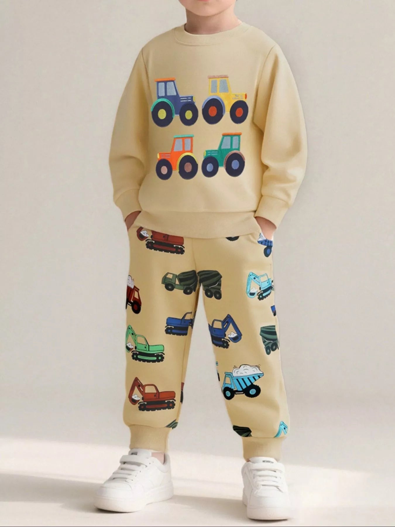 Children's Tractor Embroidered Crew Neck Sweatshirt - PBNJ FASHIONS