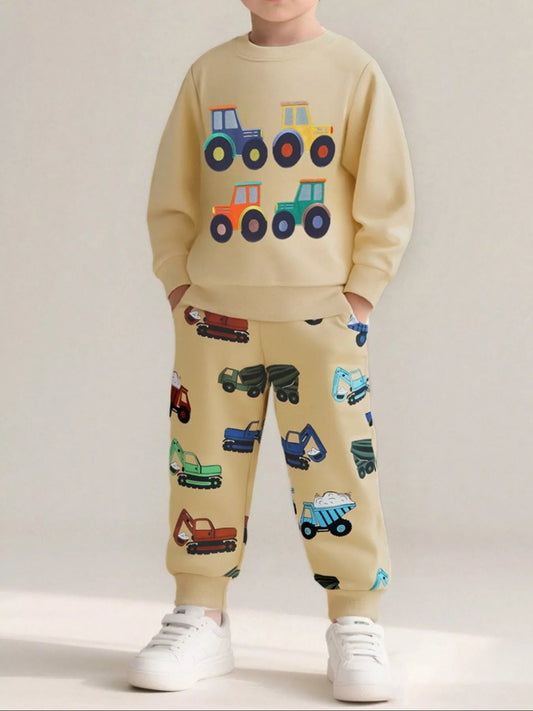 Children's Tractor Embroidered Crew Neck Sweatshirt - PBNJ FASHIONS