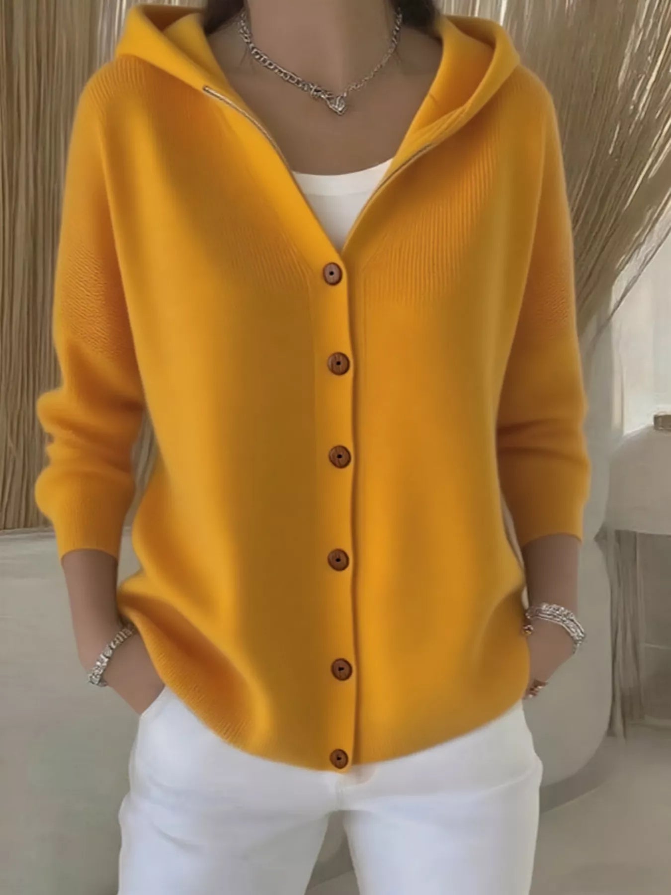 Full Size Hooded Button - Down Knit Cardigan Plus Size - PBNJ FASHIONS