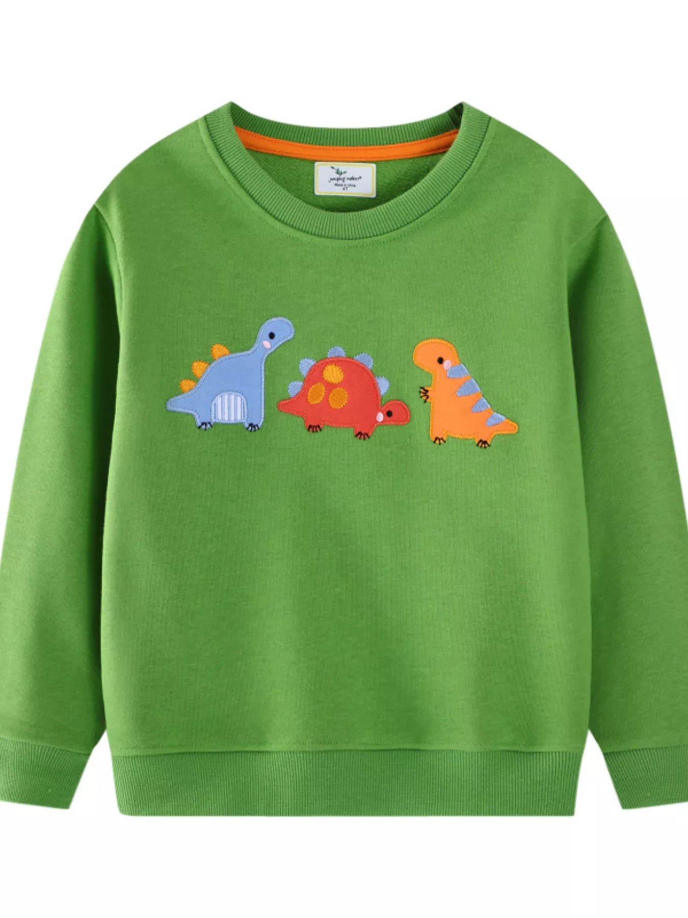 Children's Dinosaur Embroidered Crew Neck Sweatshirt - PBNJ FASHIONS