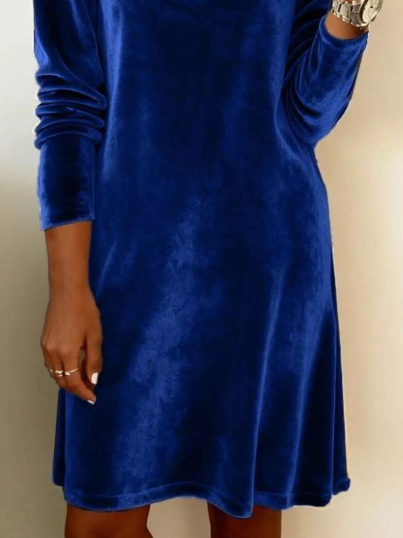Velvet Cowl Neck Long Sleeve Mini Dress - PBNJ FASHIONS