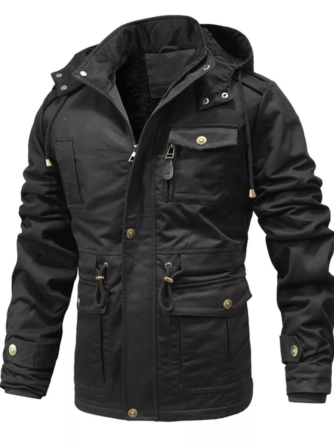 Men's Full Size Zip Up Multiple Pockets Jacket Plus Size - PBNJ FASHIONS