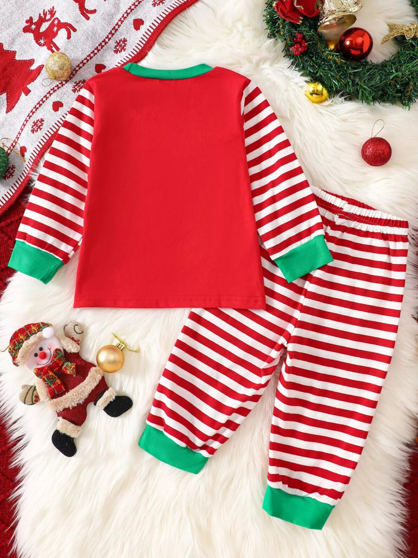 Children's Christmas Reindeer Striped Pajama Set - PBNJ FASHIONS