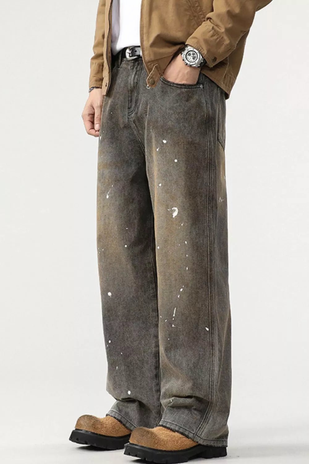 Men's Washed Splatter - Paint Loose Jeans - PBNJ FASHIONS