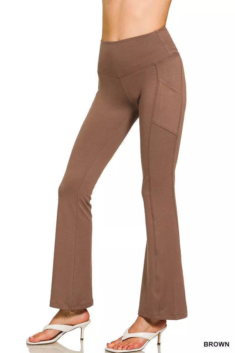 Zenana Brushed Dty Microfiber Flare Pants - PBNJ FASHIONS