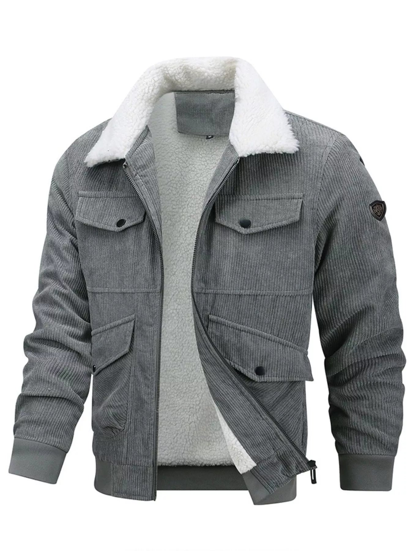 Men's Plus Size Corduroy Sherpa Lined Winter Coat - PBNJ FASHIONS