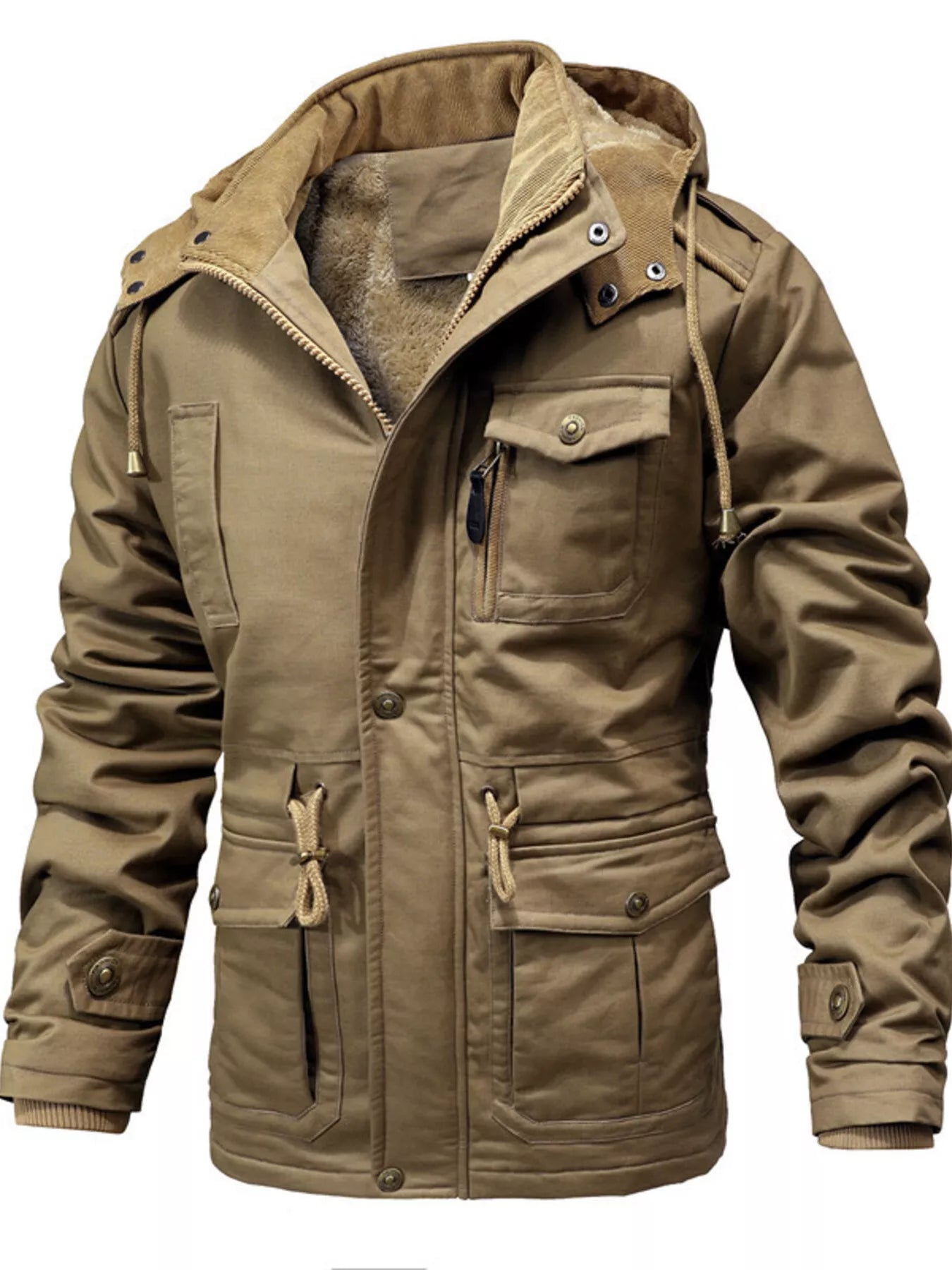 Men's Full Size Zip Up Multiple Pockets Jacket Plus Size - PBNJ FASHIONS