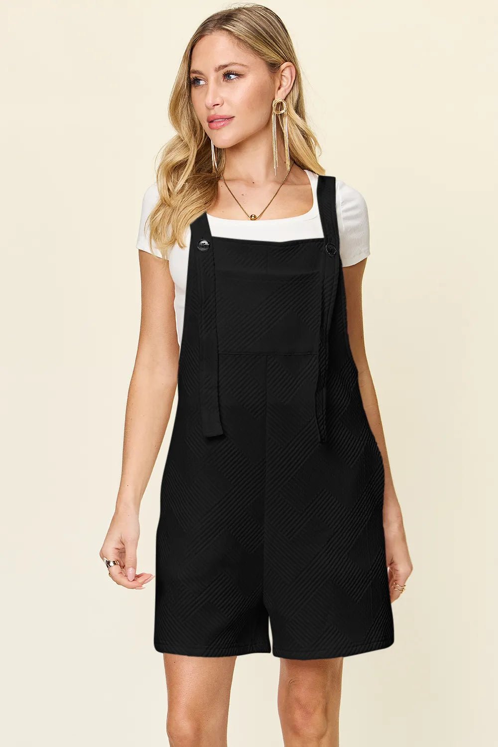 Double Take Full Size Texture Sleeveless Romper - PBNJ FASHIONS
