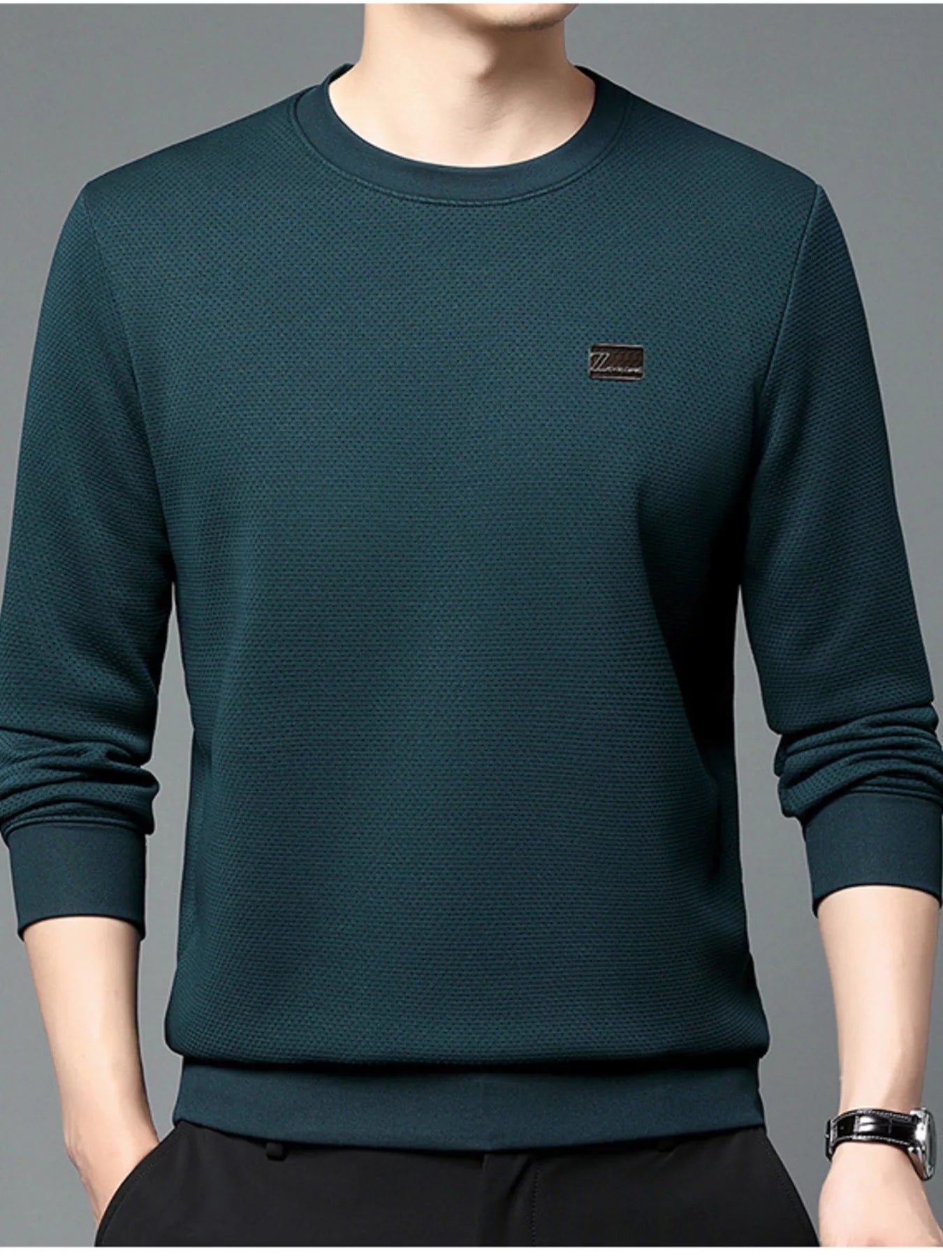 Men's Plus Size Textured Long Sleeve Casual T-Shirt - PBNJ FASHIONS