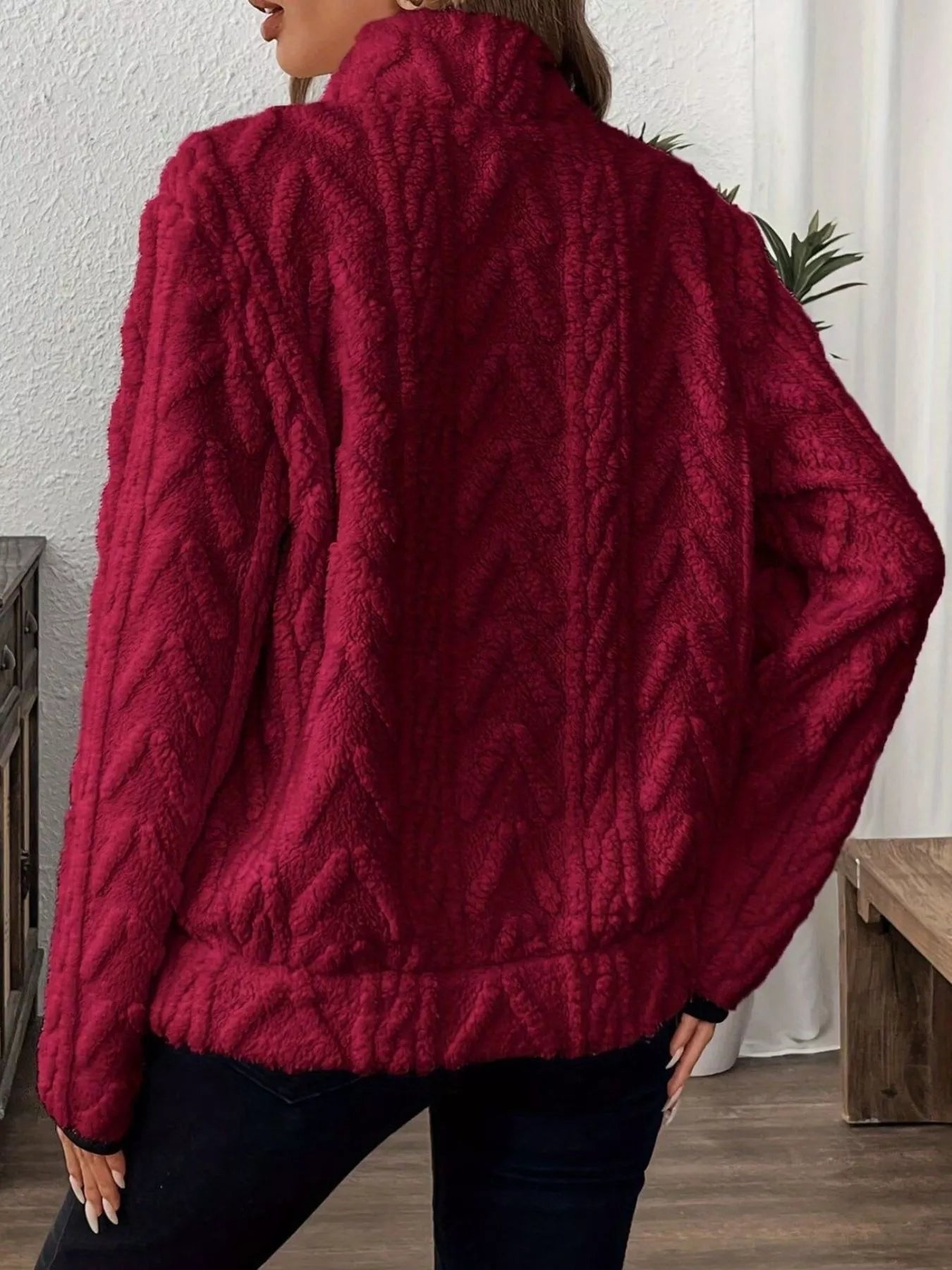 Full Size Half Zip Kangaroo Pocket Sweatshirt Plus Size - PBNJ FASHIONS