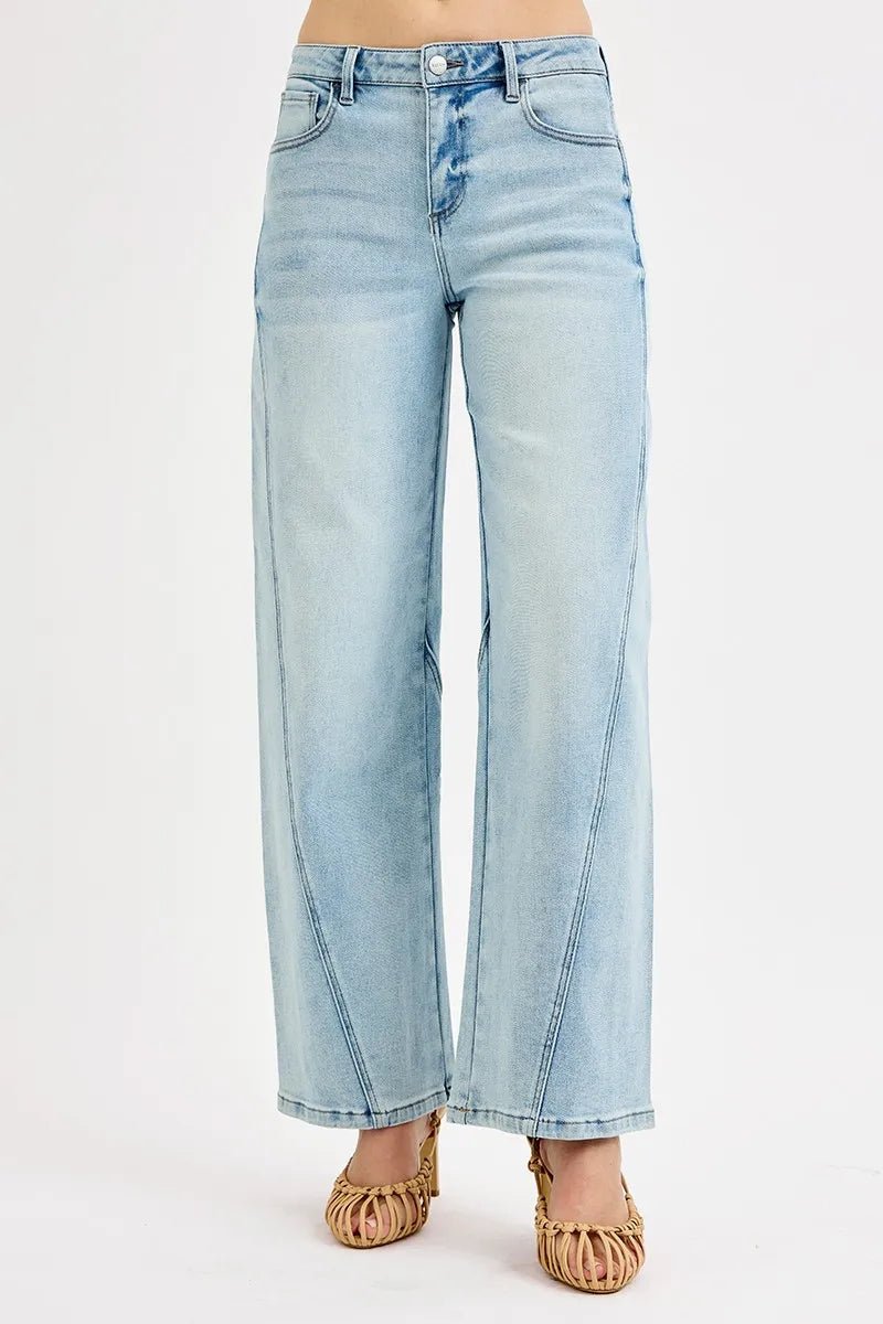 RISEN Full Size Mid Rise Fit Barrel Jeans Plus Size - PBNJ FASHIONS