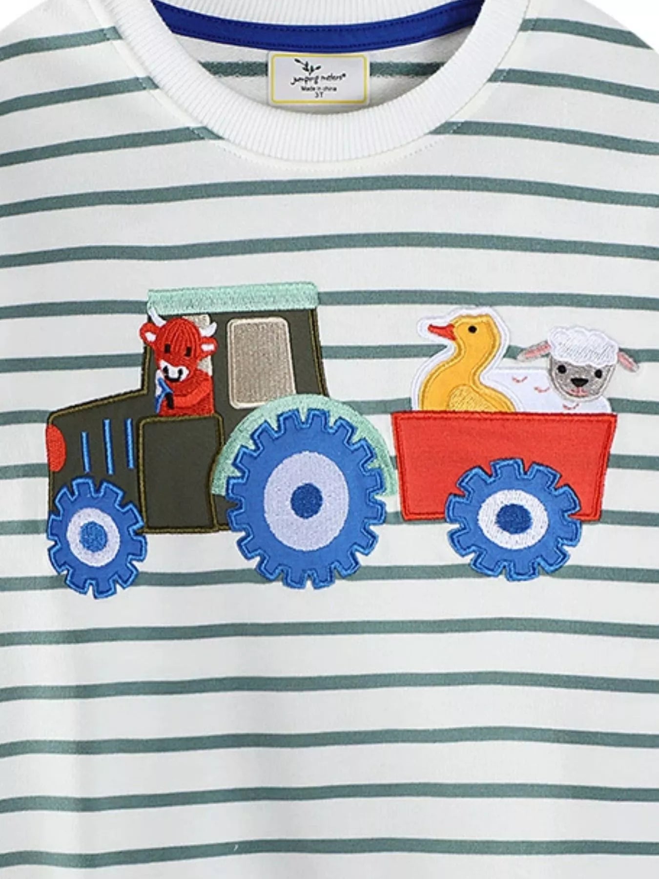 Children's Striped Tractor Crew Neck Sweatshirt - PBNJ FASHIONS