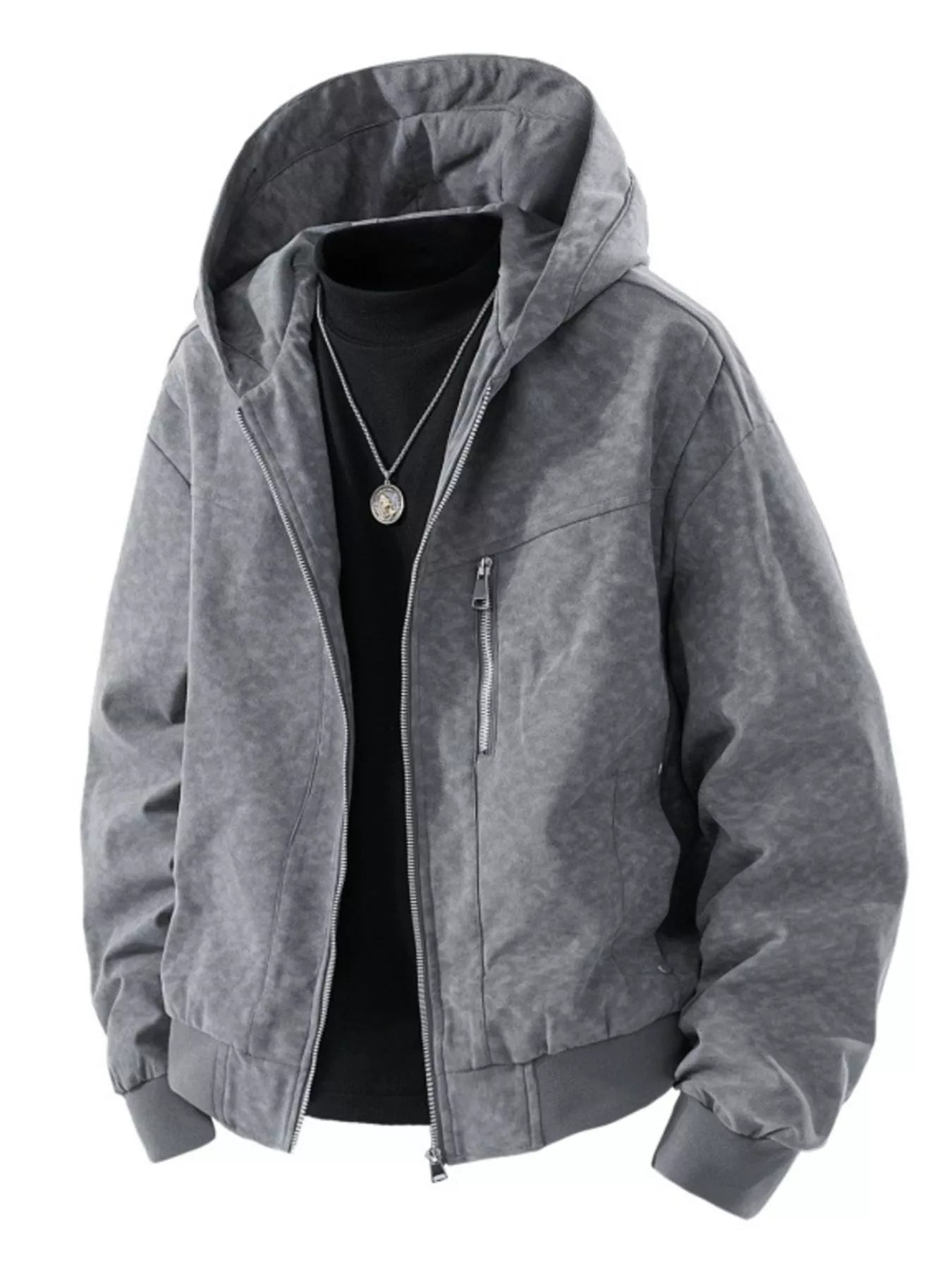 Men's Plus Size Zip Up Hooded Bomber Jacket - PBNJ FASHIONS
