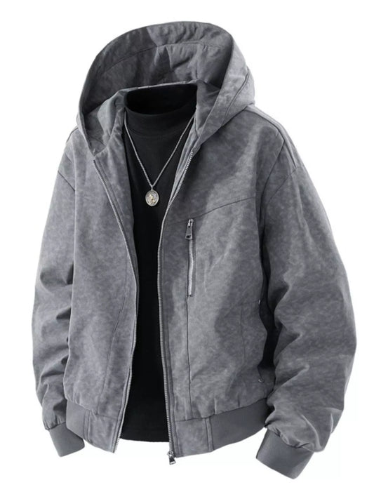 Men's Plus Size Zip Up Hooded Bomber Jacket - PBNJ FASHIONS