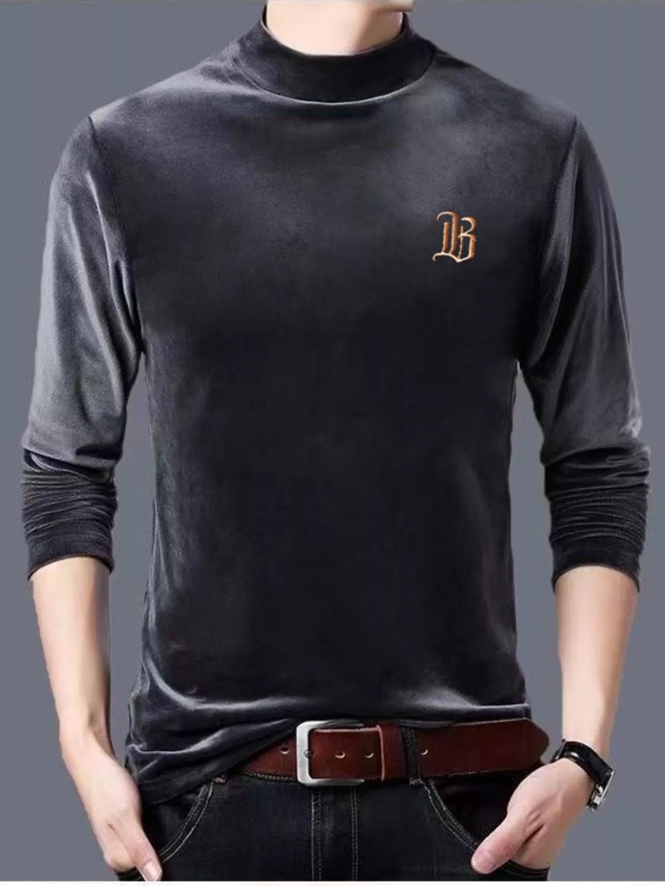 Men's Plus Size Mock Neck Long Sleeve Top - PBNJ FASHIONS