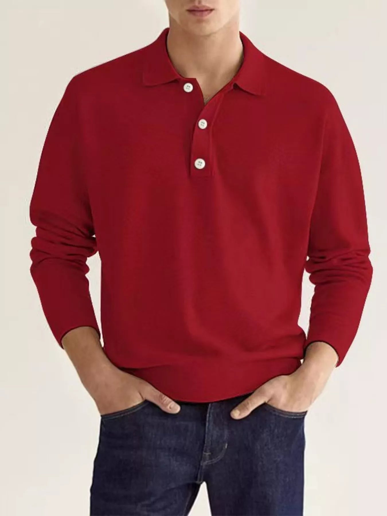 Men's Plus Size Long Sleeve Casual Polo Shirt - PBNJ FASHIONS