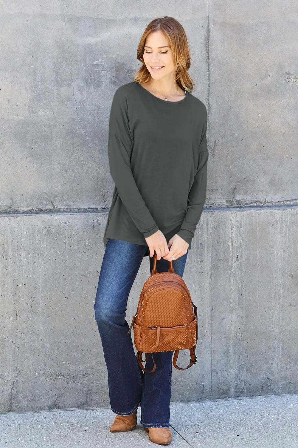 Basic Bae Full Size Round Neck Dropped Shoulder T-Shirt - PBNJ FASHIONS