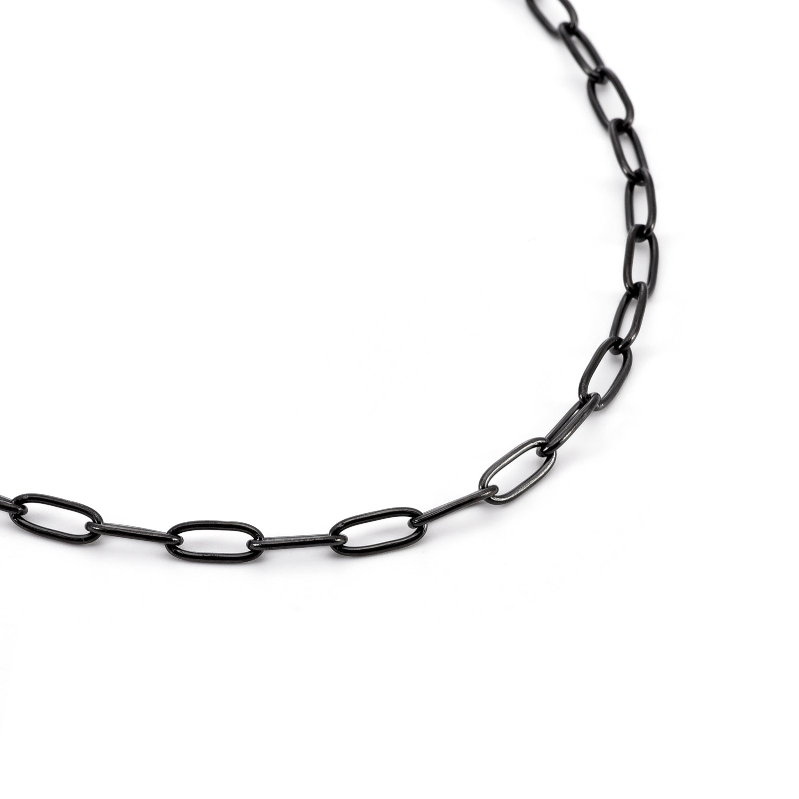 C400B B.Tiff Black 2 Clasps Oval Paperclip Link Chain Necklace - PBNJ FASHIONS