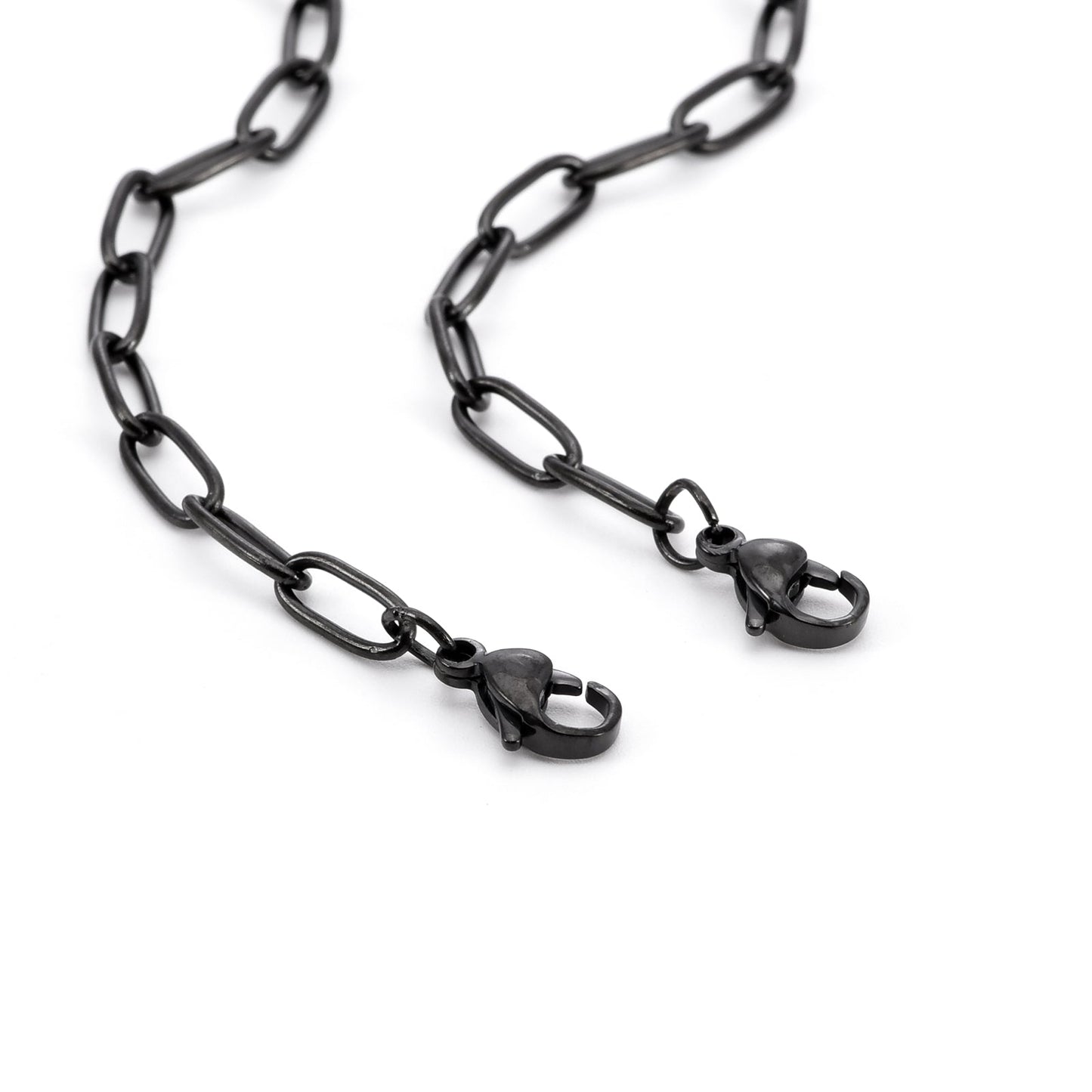 C400B B.Tiff Black 2 Clasps Oval Paperclip Link Chain Necklace - PBNJ FASHIONS