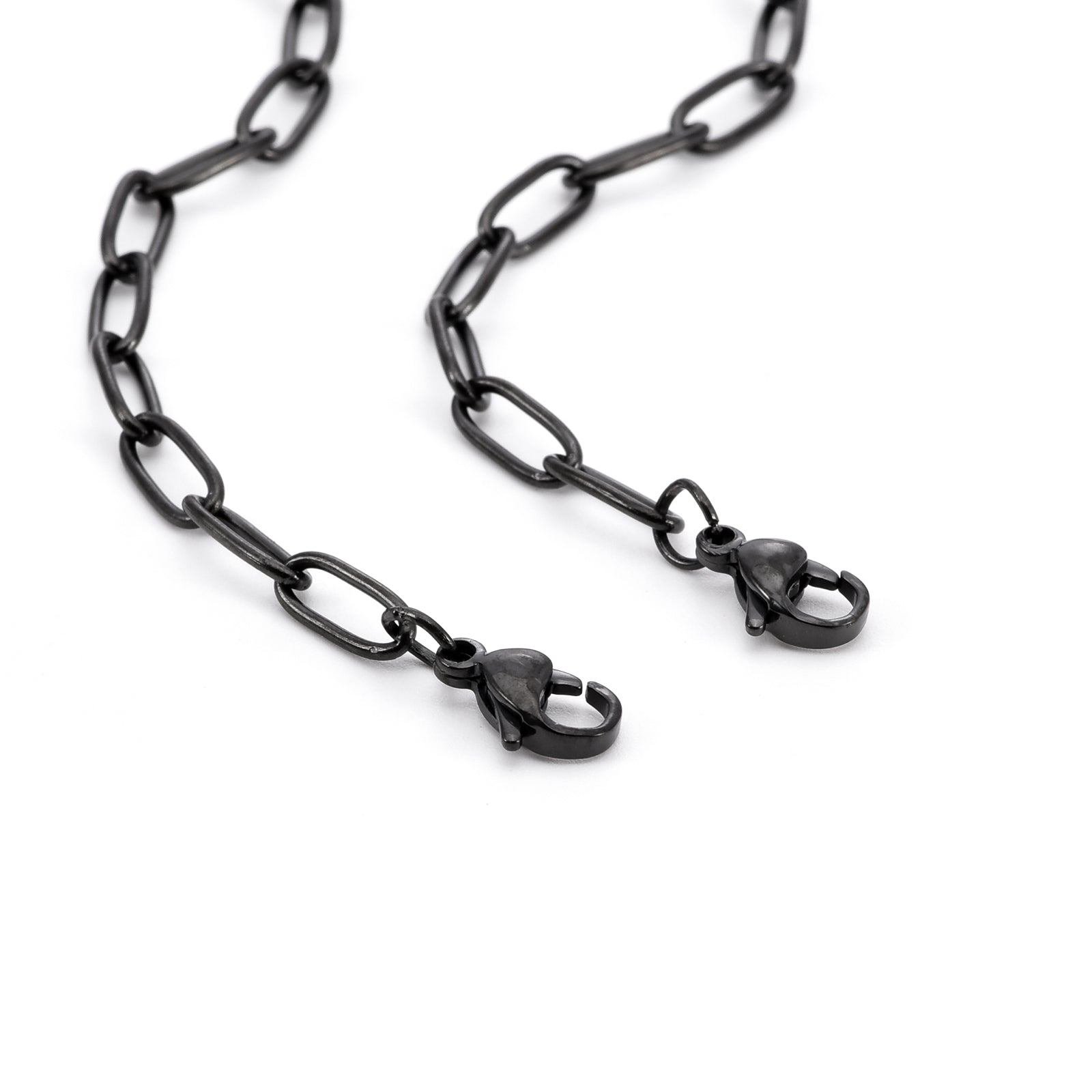 C400B B.Tiff Black 2 Clasps Oval Paperclip Link Chain Necklace - PBNJ FASHIONS