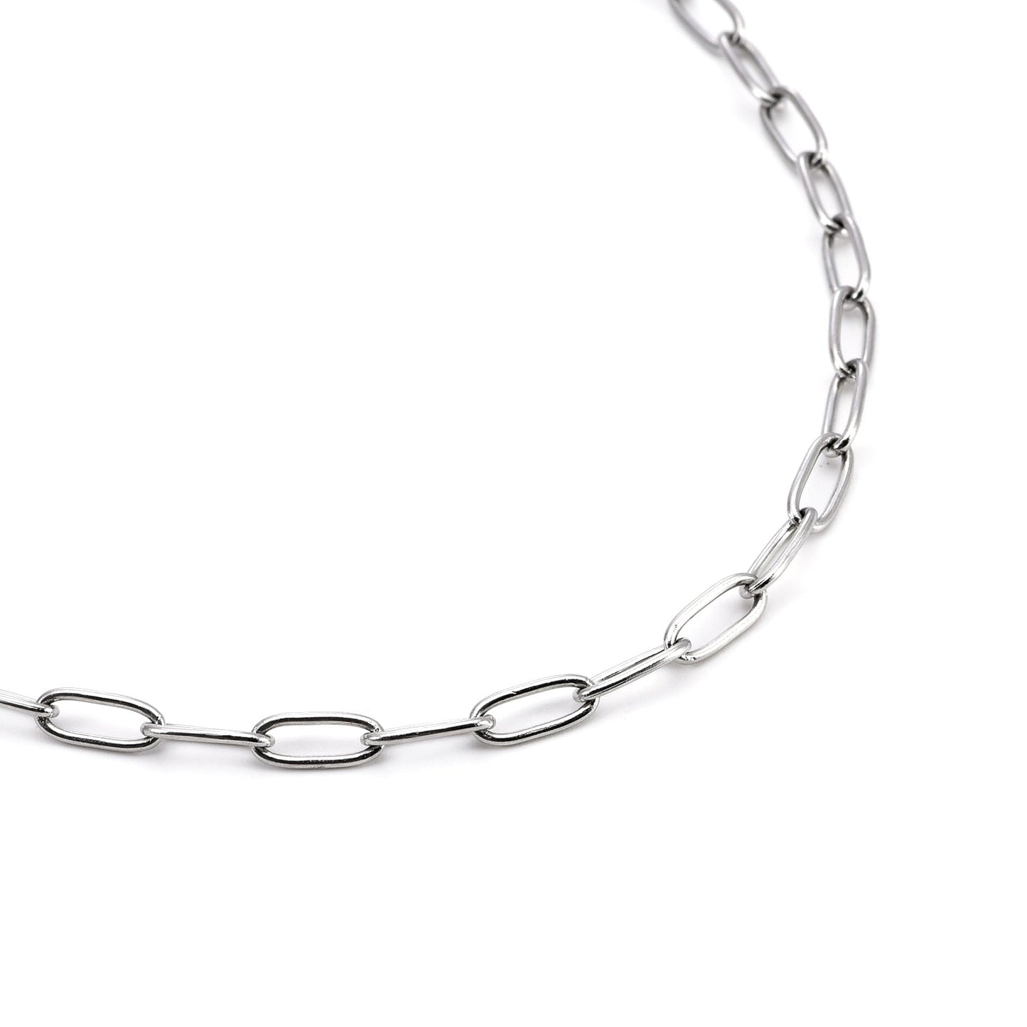 C400W B.Tiff 2 Clasps Oval Paperclip Link Chain Necklace - PBNJ FASHIONS