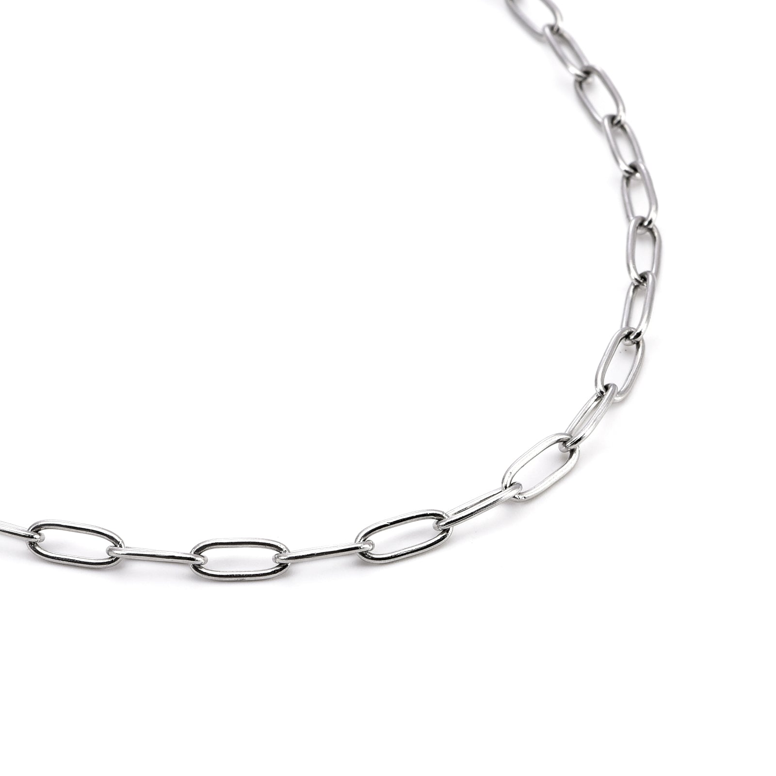 C400W B.Tiff 2 Clasps Oval Paperclip Link Chain Necklace - PBNJ FASHIONS