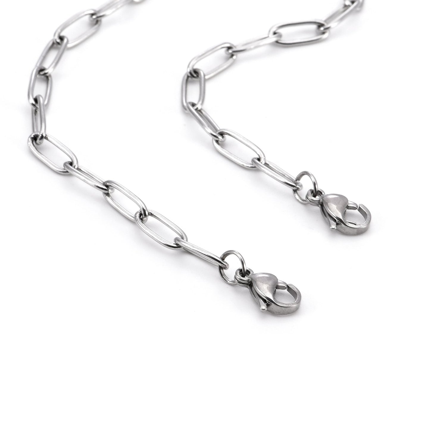 C400W B.Tiff 2 Clasps Oval Paperclip Link Chain Necklace - PBNJ FASHIONS