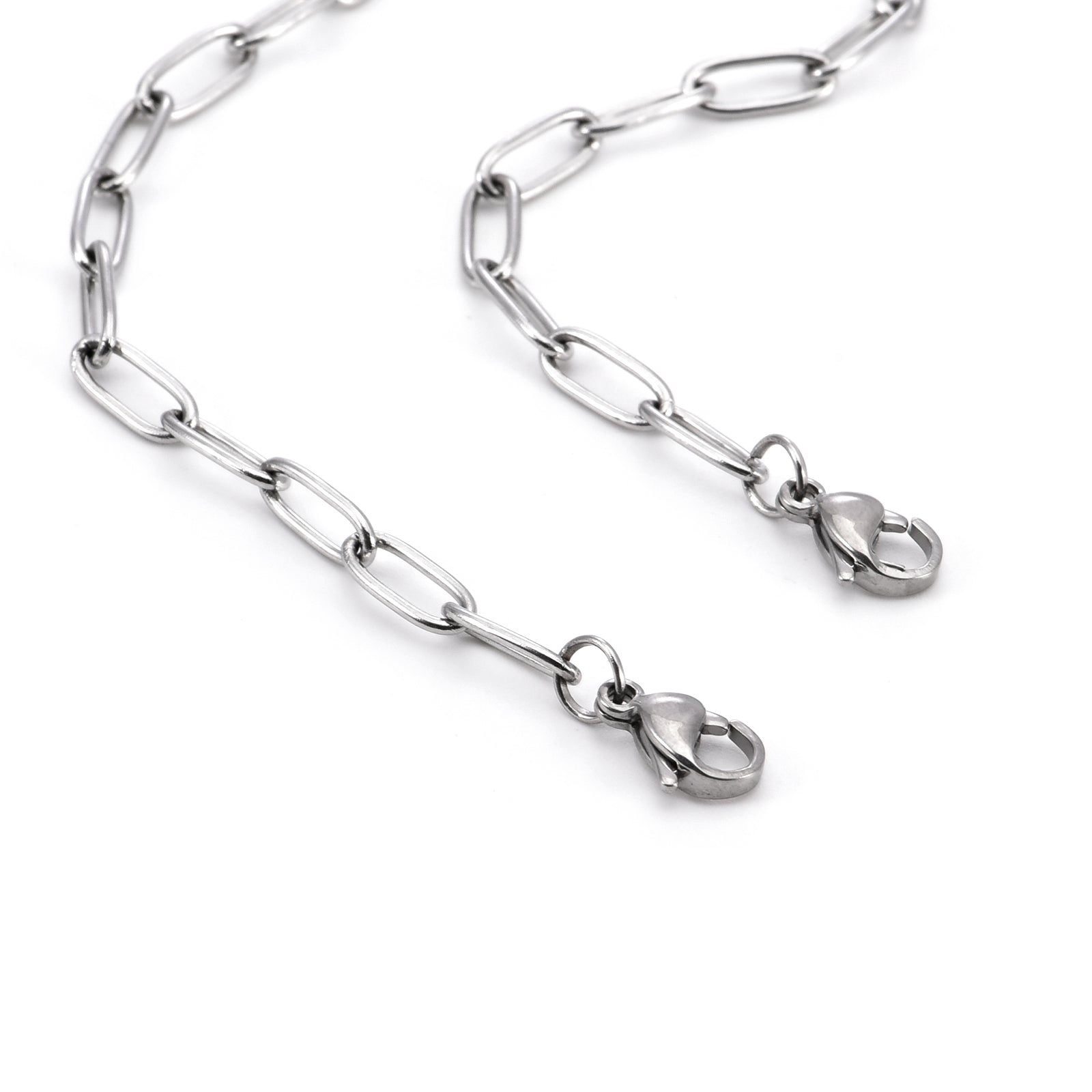 C400W B.Tiff 2 Clasps Oval Paperclip Link Chain Necklace - PBNJ FASHIONS