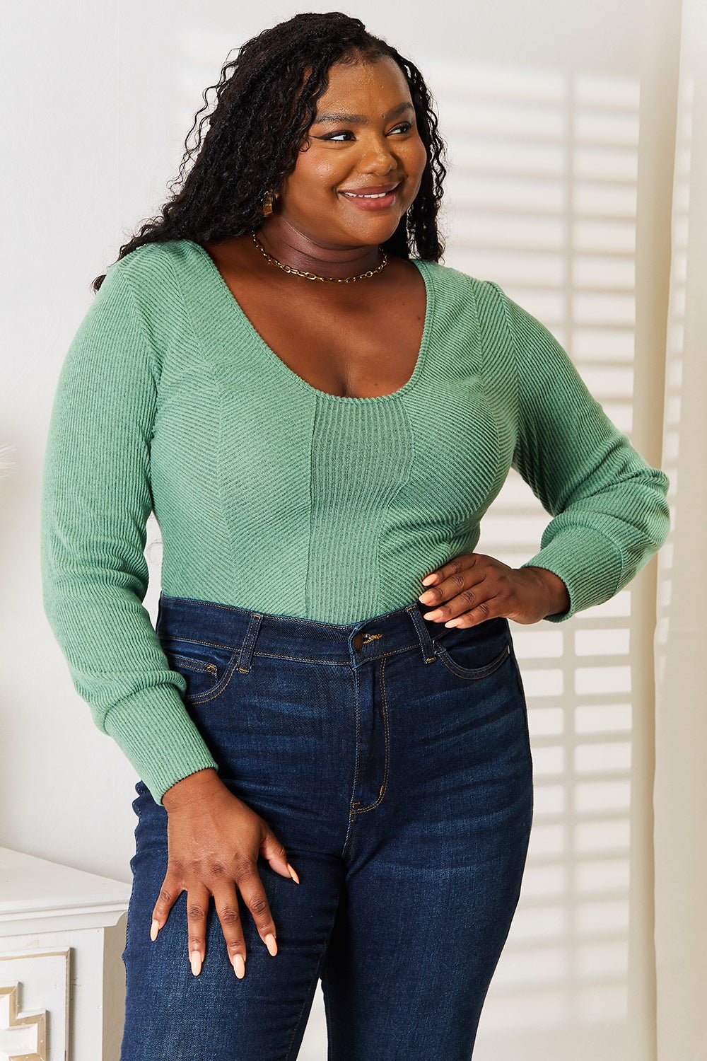 Basic Bae Scoop Neck Long Sleeve Top - PBNJ FASHIONS