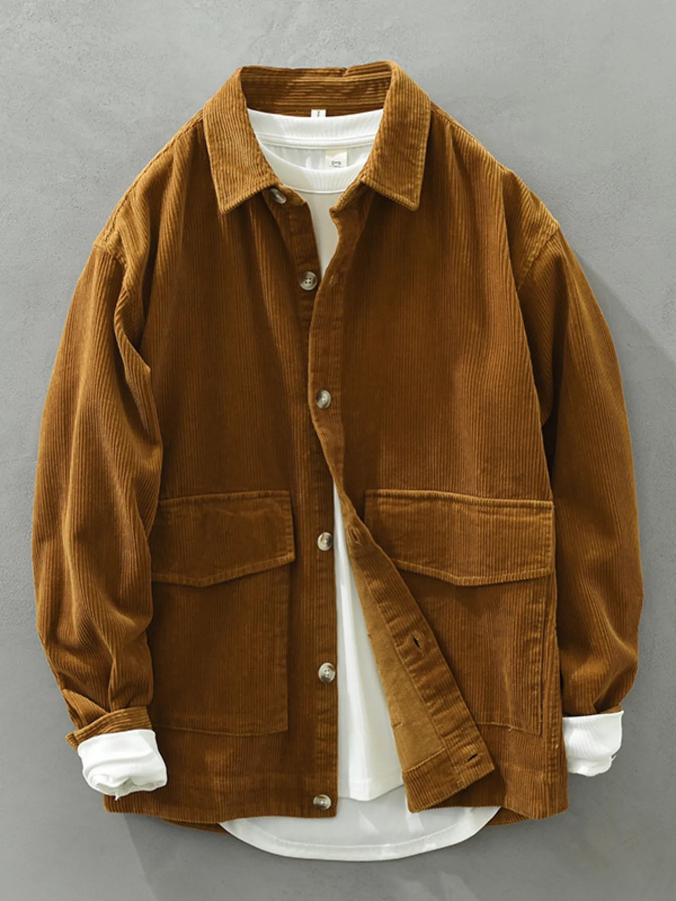 Men's Plus Size Corduroy Button - Down Shirt - PBNJ FASHIONS