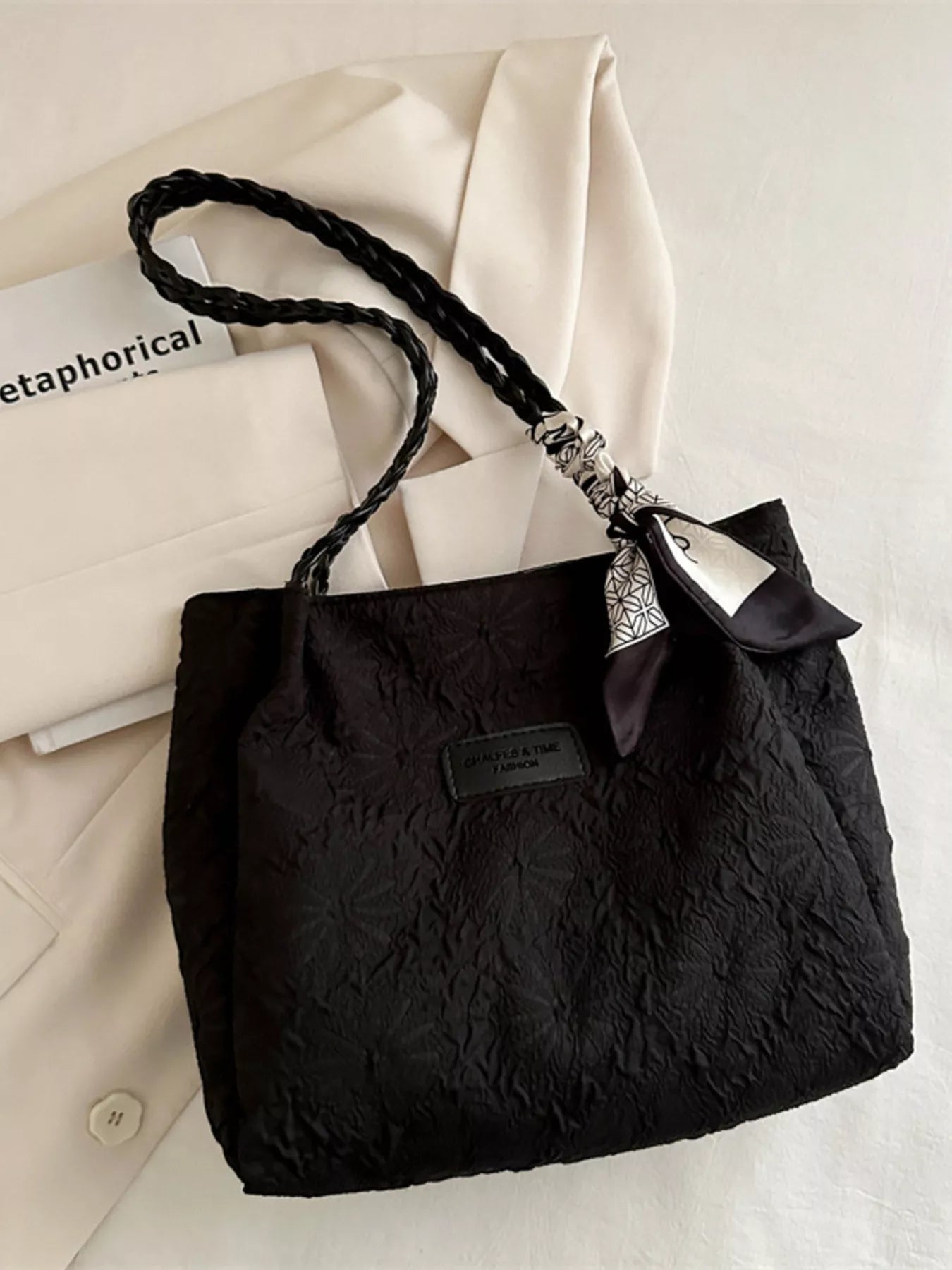 Braided Handle Tote Bag - PBNJ FASHIONS