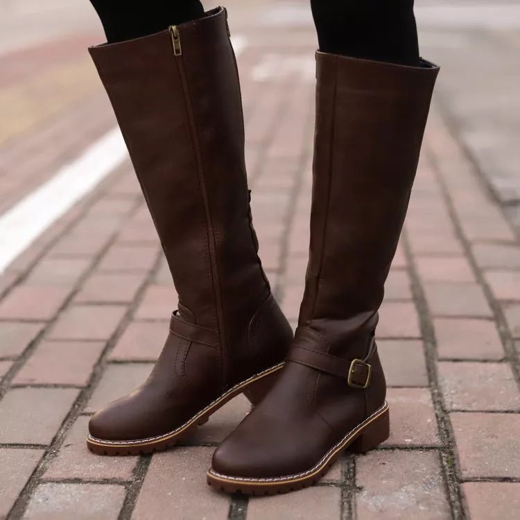 Round Toe Block Heels Boots - PBNJ FASHIONS