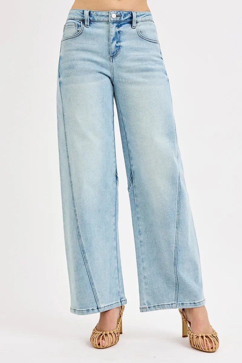 RISEN Full Size Mid Rise Fit Barrel Jeans Plus Size - PBNJ FASHIONS