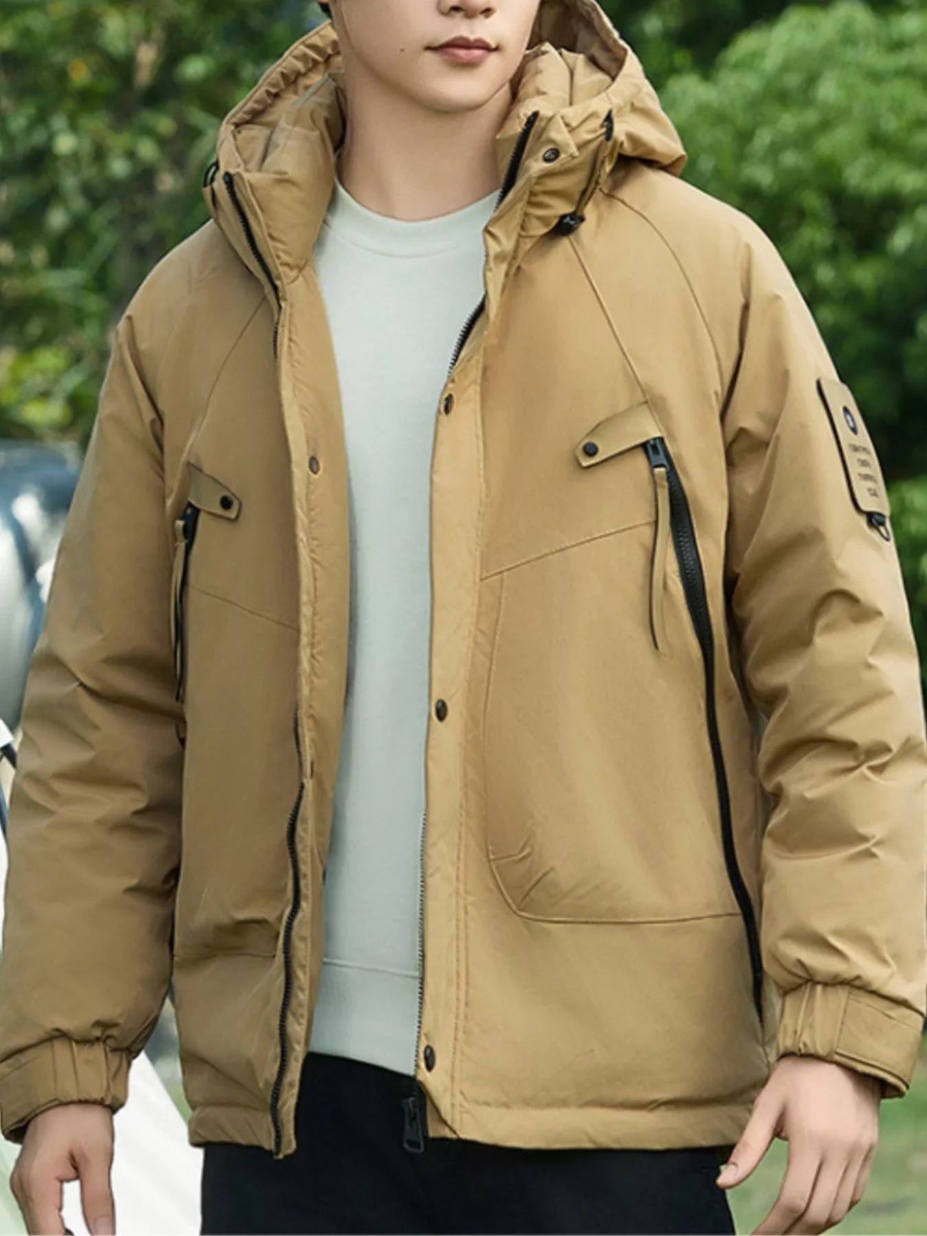Men's Plus Size Hooded Snap Down Jacket - PBNJ FASHIONS