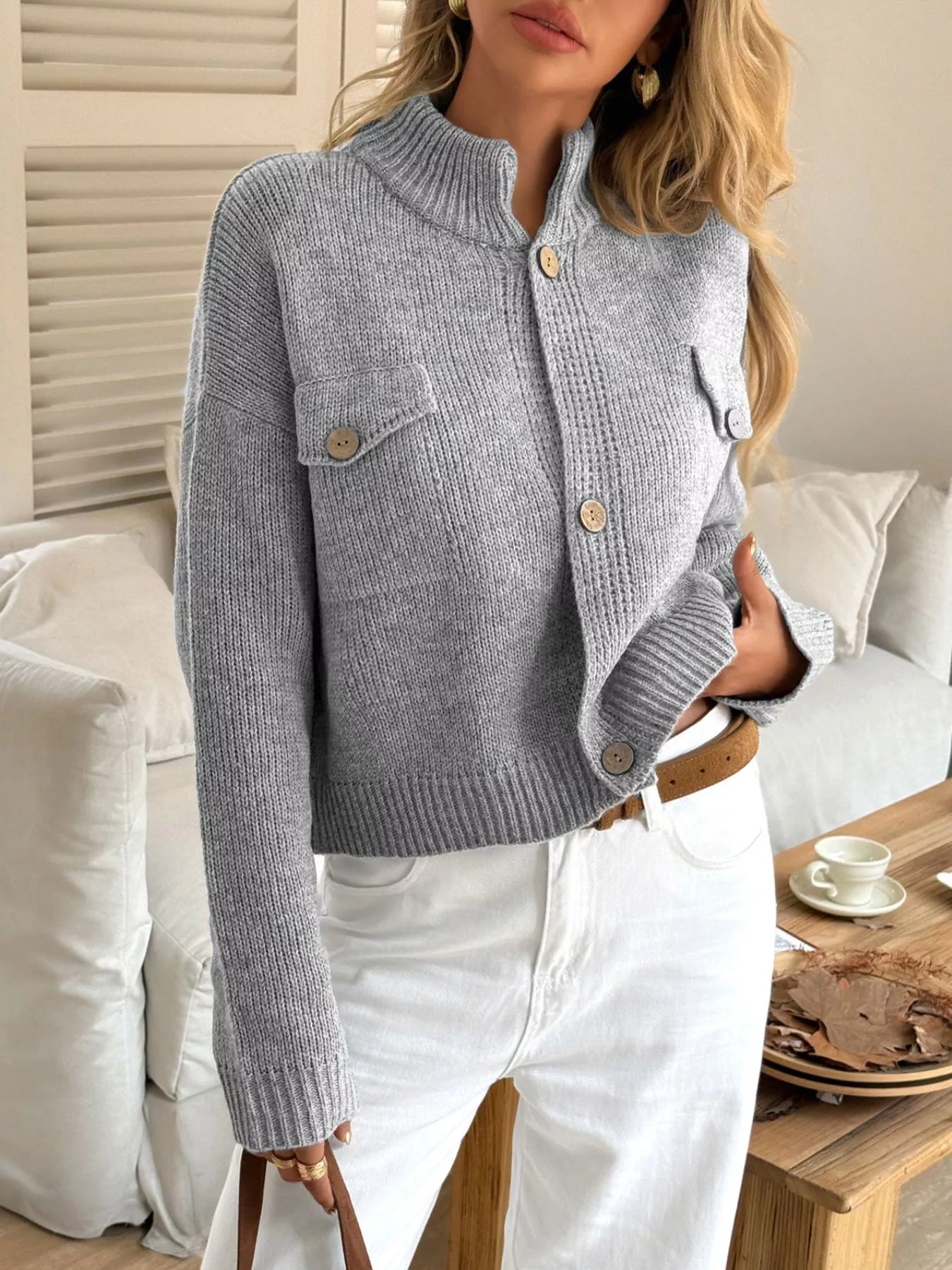 Button - Down Knit Cardigan - PBNJ FASHIONS