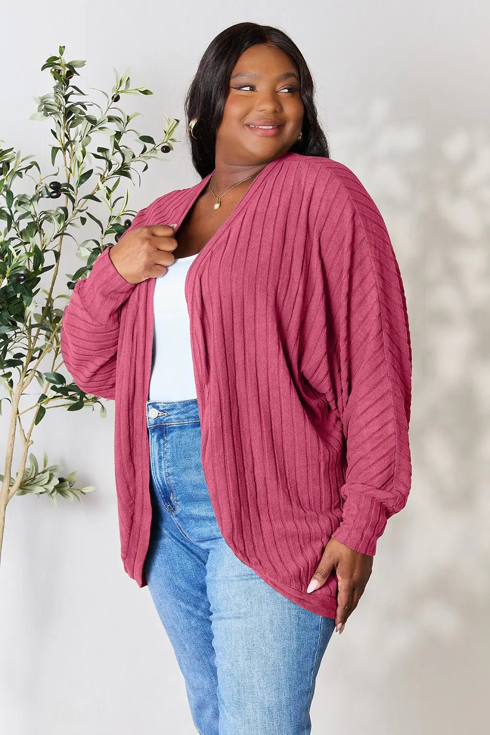 Basic Bae Full Size Ribbed Cocoon Cardigan - PBNJ FASHIONS