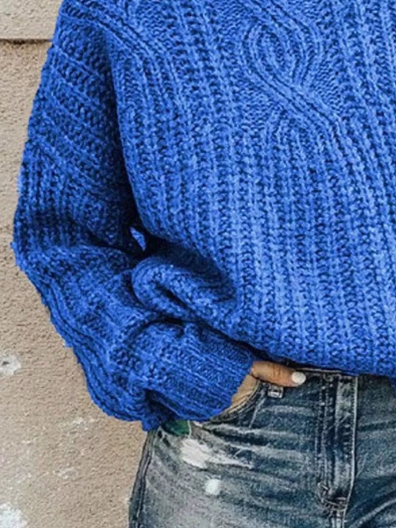 Full Size Turtleneck Long Sleeve Sweater Plus Size - PBNJ FASHIONS