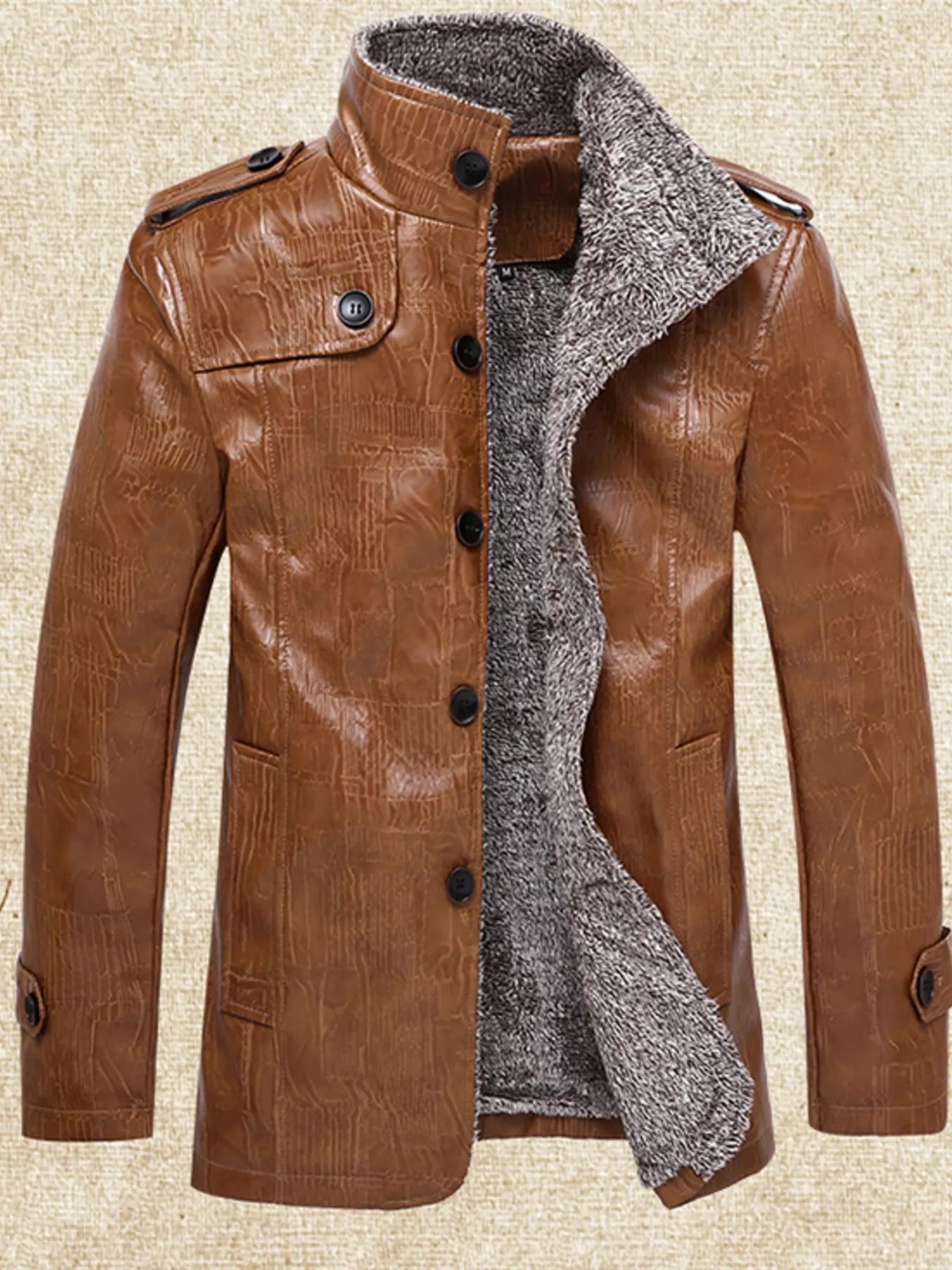 Men's Plus Size Button Up Fleece Lined Coat - PBNJ FASHIONS